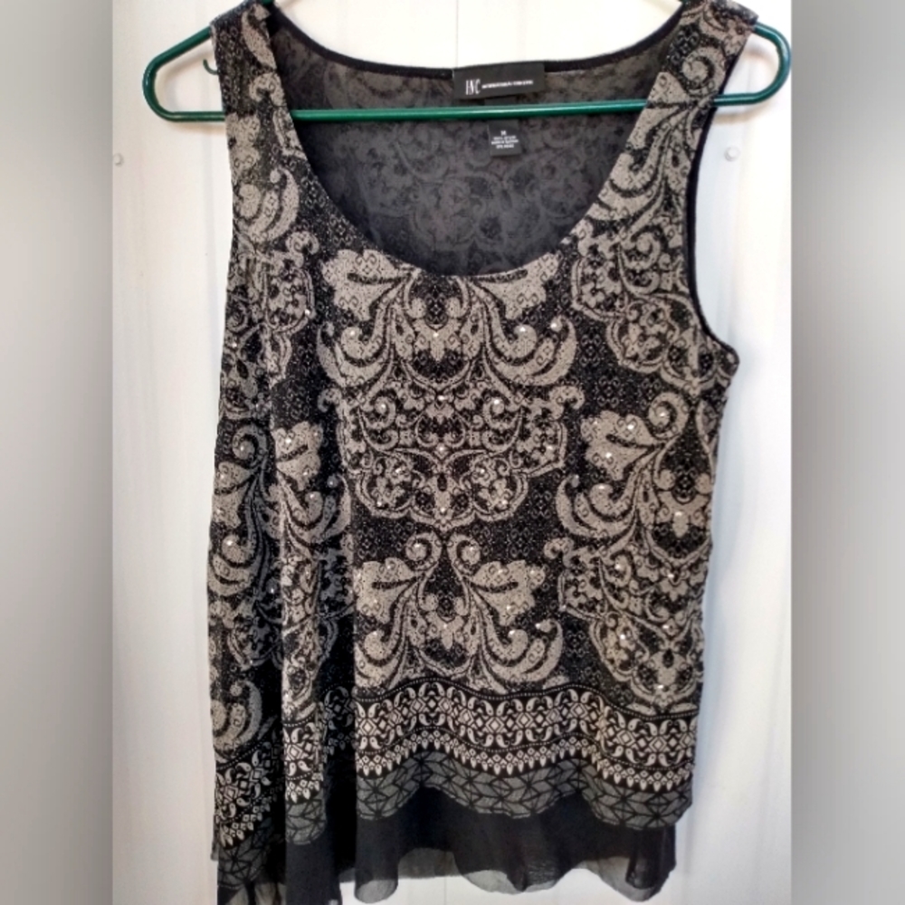 Women's sleeveless lined top, rhinestone embellishment, size M